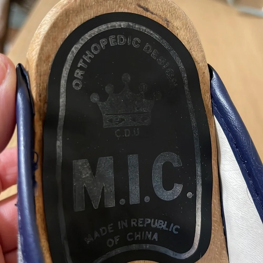 M.I.C. Vintage wooden Clogs Mules Orthopedic Design size 6 blue - Picture 7 of 17